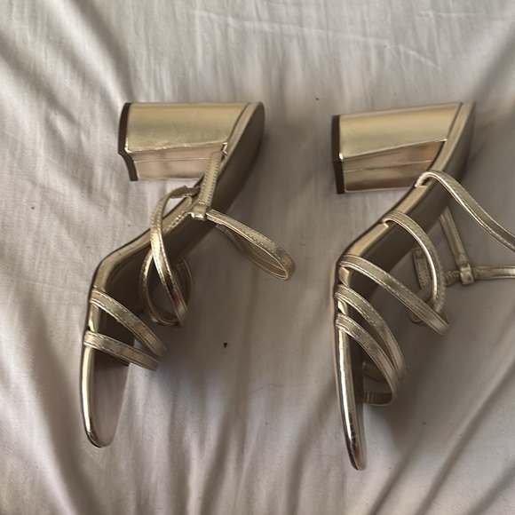 Gold Platform Heels with Straps - Picture 3 of 4